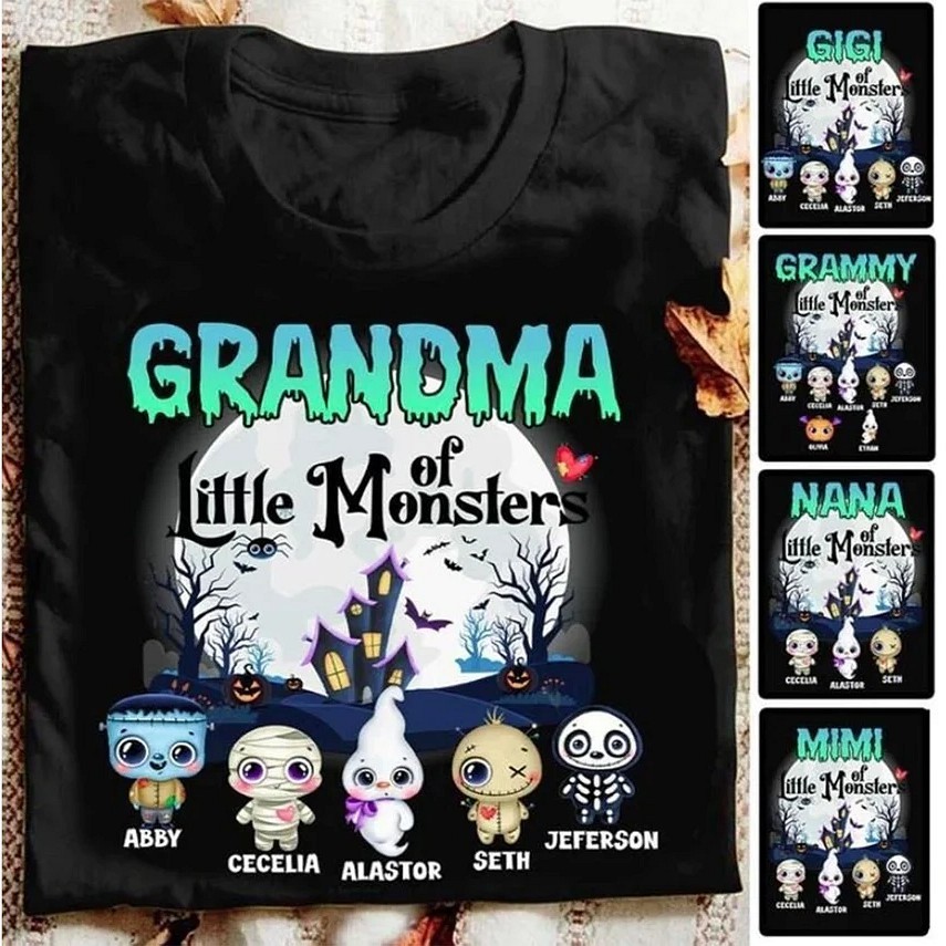 Custom Grandma Little Of Monsters Shirt Sweatshirt Hoodie Gift for Halloween