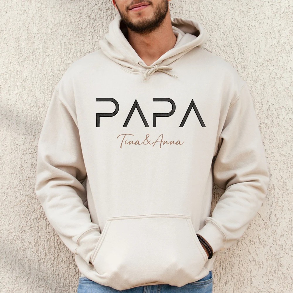 Personalized PAPA Hoodie with Kids Names Father's Day Gift