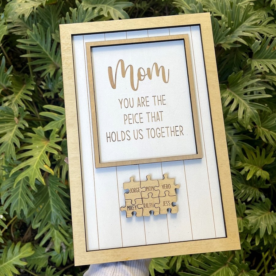 Personalized Mom Puzzle Piece Sign Mom You Are The Piece That Holds Us Together Puzzle Sign