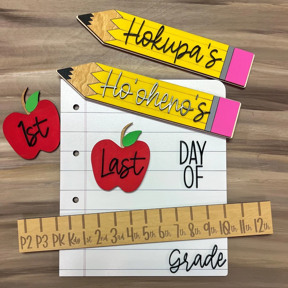 Personalized First Day of School Sign Interchangeable Back to School Sign Kit Gift for Kid