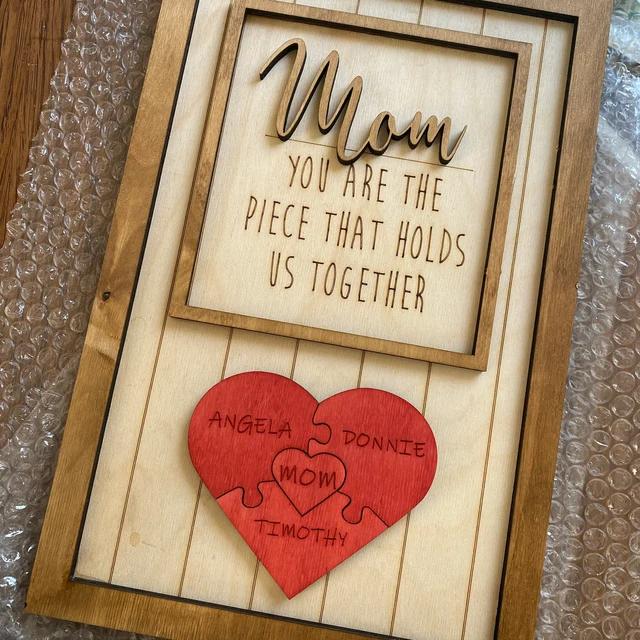 Personalized Mom Puzzle Piece Sign Mom You Are The Piece That Holds Us Together Puzzle Sign