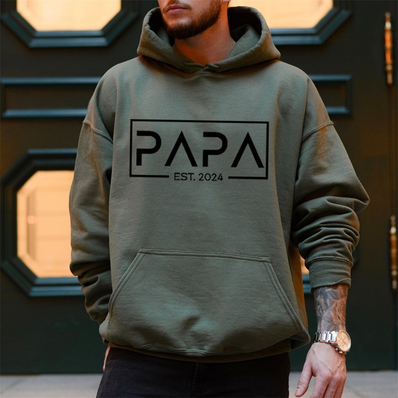 Personalized PAPA Hoodie with Kids Names Father's Day Gift