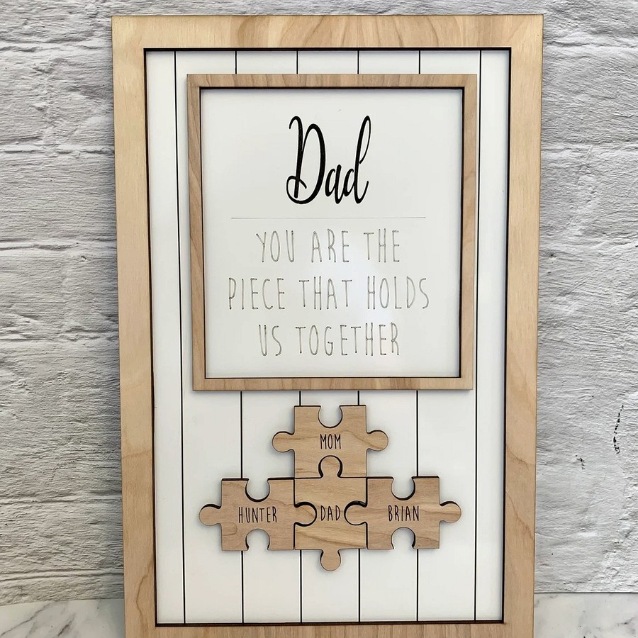 Personalized Dad Puzzle Piece Sign You Are The Piece That Holds Us Together Puzzle Sign