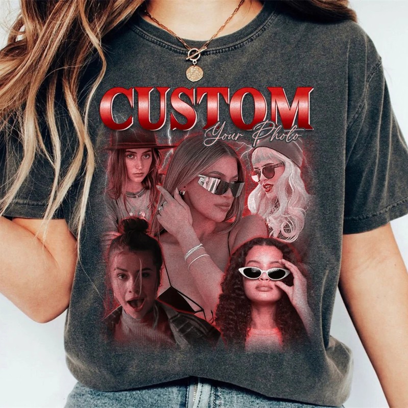 Custom Photo Vintage Shirt Personalized Bootleg T-shirt Hoodie Sweatshirt