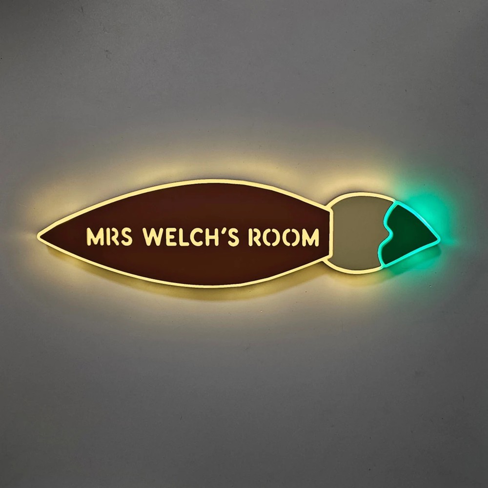 Personalized Teacher's Paint Brush Light Up Wall Sign Teacher Appreciation Gifts