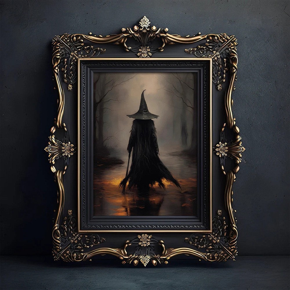 Halloween Dark Academia Gothic Victorian Witch Art Frame Halloween Decor