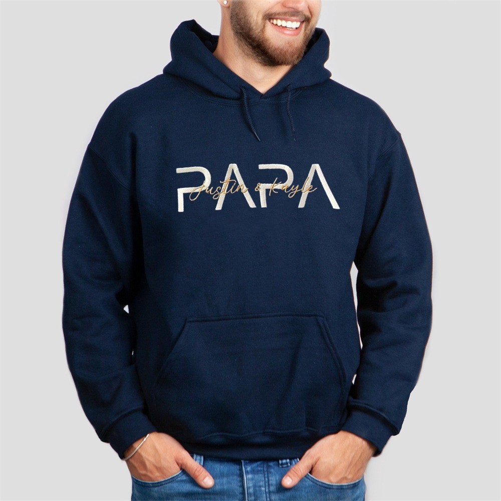 Personalized PAPA Hoodie with Kids Names Father's Day Gift