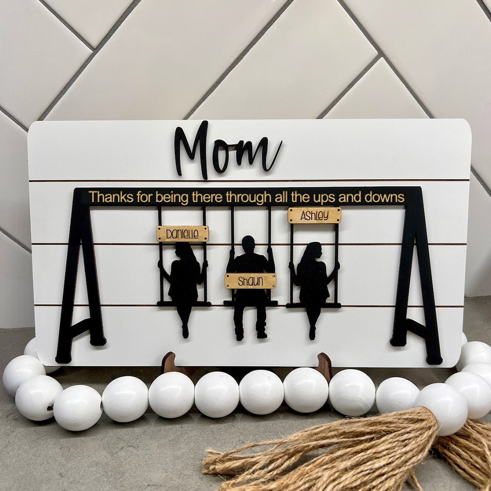 Personalized Swinging Mom Wooden Sign Mother's Day Gift