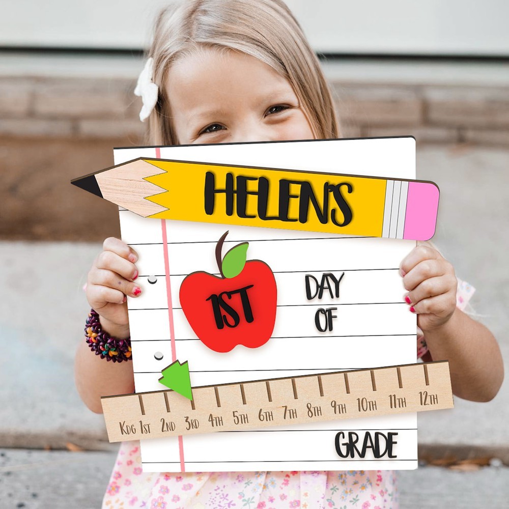 Personalized First Day of School Sign Interchangeable Back to School Sign Kit Gift for Kid