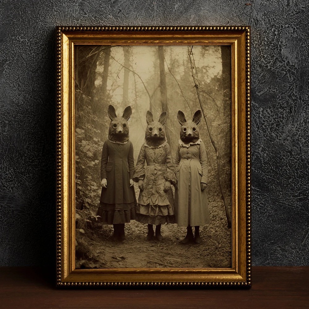 Halloween Rabbit Cult of the Forest Vintage Style Art Frame Halloween Decor