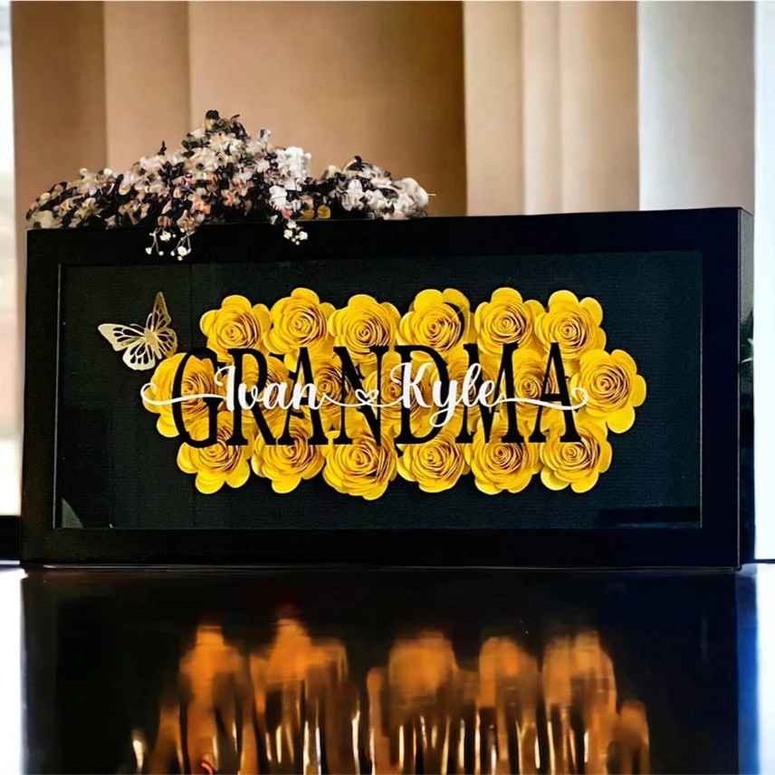 Mother's day Floral Shadow Box Gift For Mom Grandma