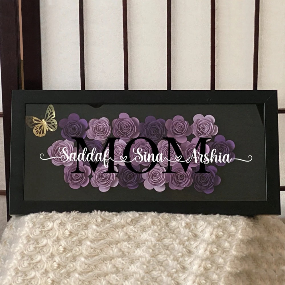 Mother's day Floral Shadow Box Gift For Mom Grandma