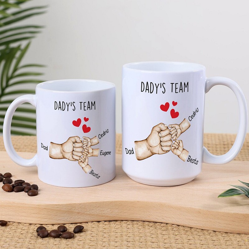 Personalized Dad Fist Bump Mug Fathers Day Gift for Dad Grandpa