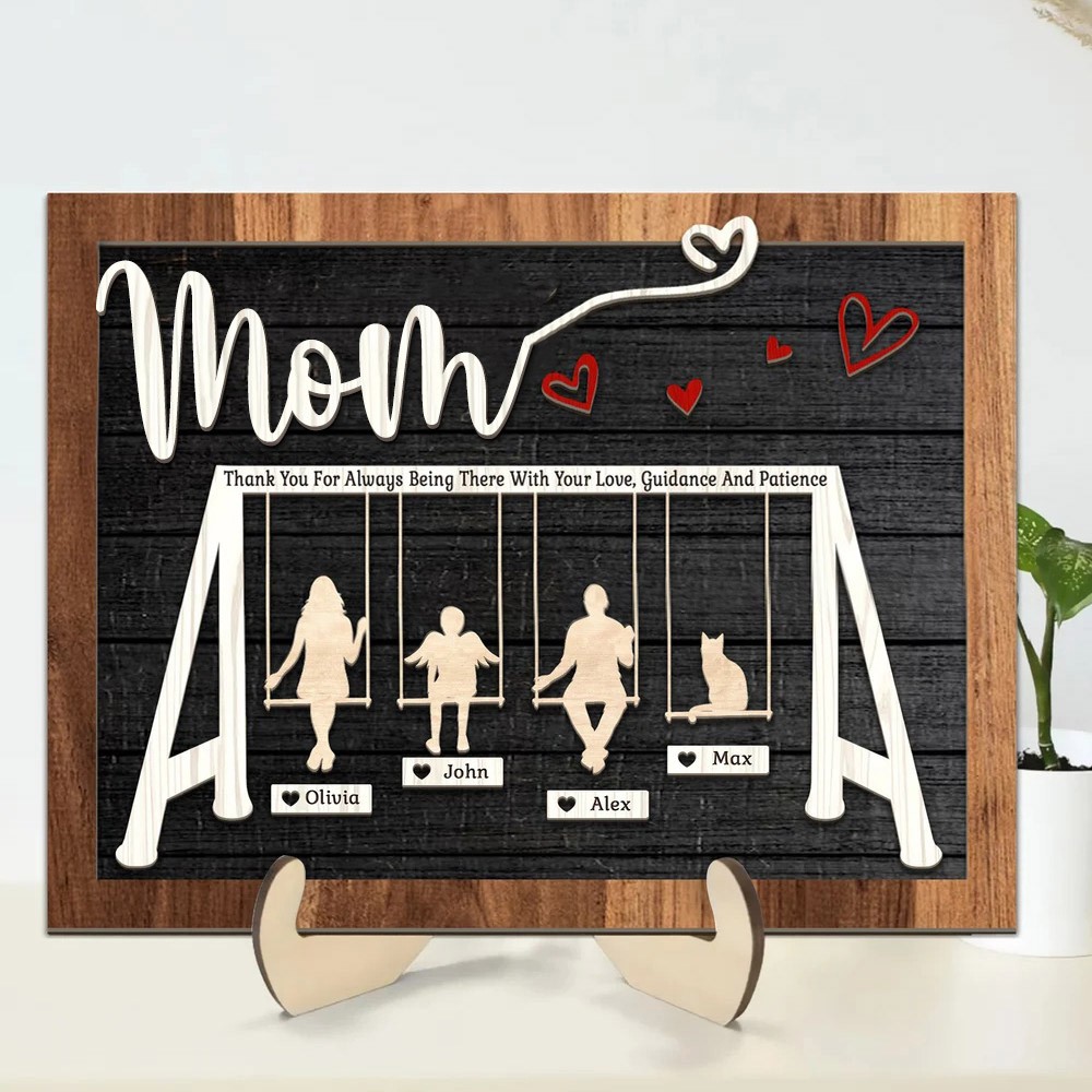 Personalized Swinging Mom Wooden Sign Mother's Day Gift