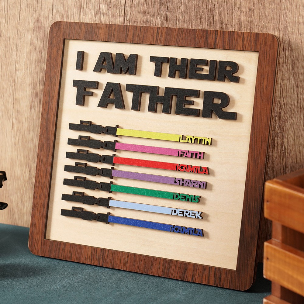 Personalized Lightsaber Sign With Kids Name For Dad Grandpa Father's Day Gift Idea