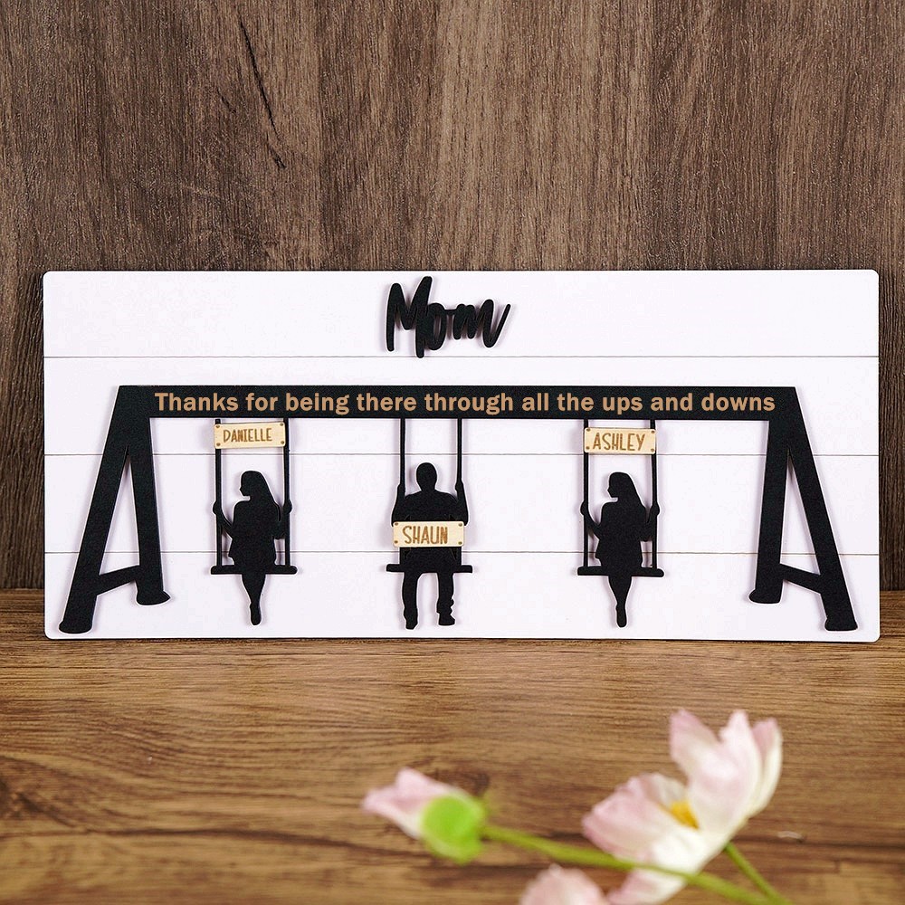 Personalized Swinging Mom Wooden Sign Mother's Day Gift