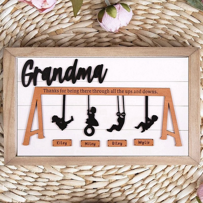 Personalized Swinging Mom Wooden Sign Mother's Day Gift