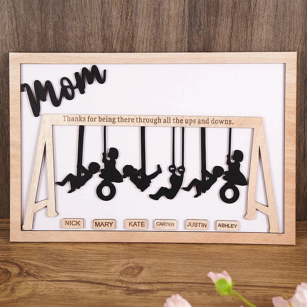 Personalized Swinging Mom Wooden Sign Mother's Day Gift