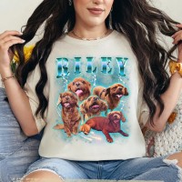 Custom Pet Portrait Shirt Vintage 90's Style Pet T-Shirt Gift For Pet Lover