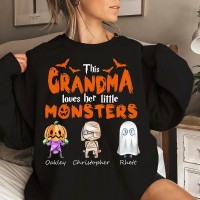 Custom Grandma's Little Monster Halloween Shirt Sweatshirt Hoodie Gift for Halloween