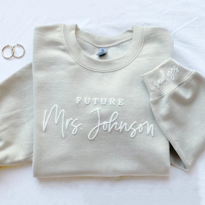 Personalized Future Mrs Sweatshirt Custom Fiancee Sweater Engagement Gift