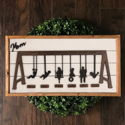 Personalized Swinging Mom Wooden Sign Mother's Day Gift