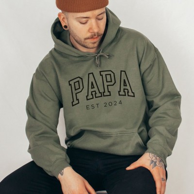 Personalized PAPA Hoodie with Kids Names Father's Day Gift