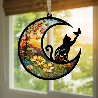 Custom Cat Memorial Suncatcher Loss Of Cat Sympathy Gift - Gift for Pet Lovers