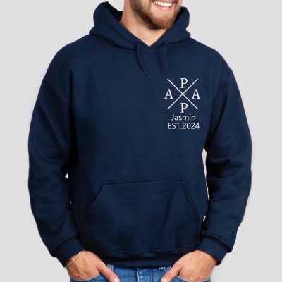 Personalized PAPA Hoodie with Kids Names Father's Day Gift