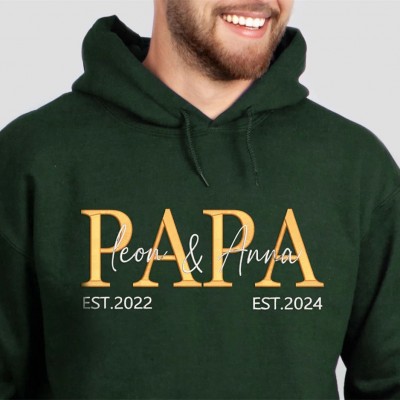 Personalized PAPA Hoodie with Kids Names Father's Day Gift