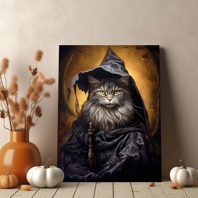 Halloween Pet Portrait Poster Canvas Halloween Wall Decor Art Funny Pet Lover Halloween Gift