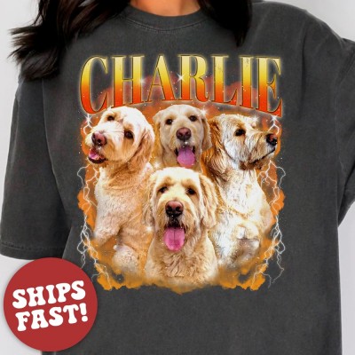 Custom Pet Portrait Shirt Vintage 90's Style Pet T-Shirt Gift For Pet Lover