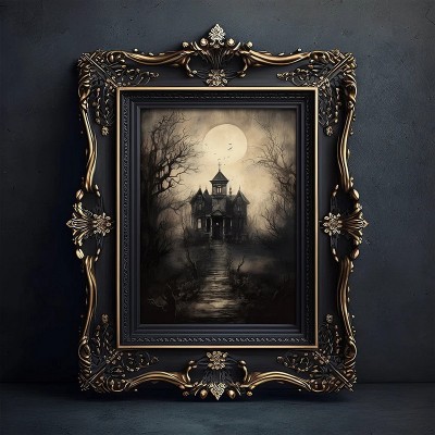 Halloween Haunted House Vintage Art Frame Halloween Decor