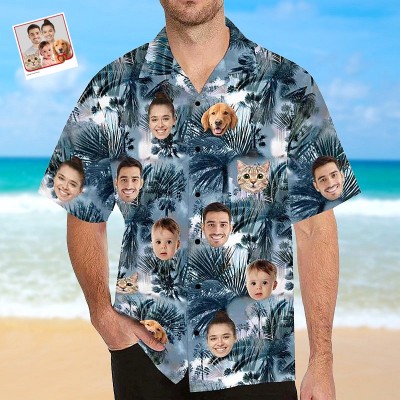 Personalized Hawaiian Shirt with Face Summer Vacation Gifts For Family Pet Owners Pet Lovers