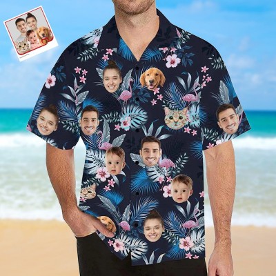 Personalized Hawaiian Shirt with Face Summer Vacation Gifts For Family Pet Owners Pet Lovers