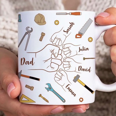 Personalized Dad Fist Bump Mug Fathers Day Gift for Dad Grandpa