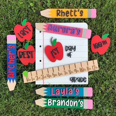 Personalized First Day of School Sign Interchangeable Back to School Sign Kit Gift for Kid