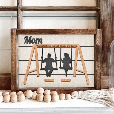 Personalized Swinging Mom Wooden Sign Mother's Day Gift