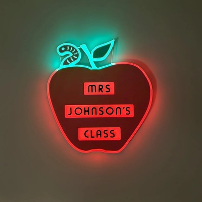 Personalized Teacher's Apple Light Up Wall Sign Teacher Appreciation Gifts