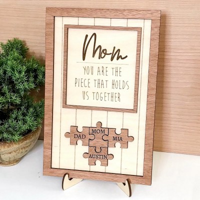 Personalized Mom Puzzle Piece Sign Mom You Are The Piece That Holds Us Together Puzzle Sign