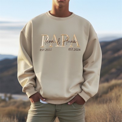 Personalized PAPA Hoodie with Kids Names Father's Day Gift