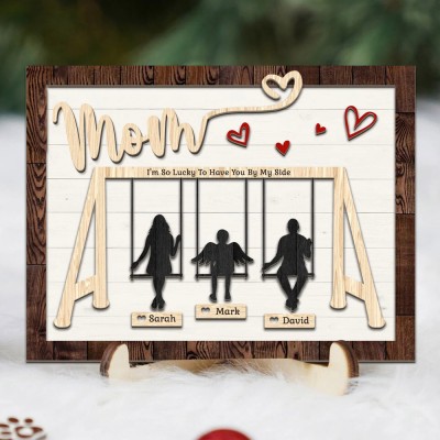 Personalized Swinging Mom Wooden Sign Mother's Day Gift