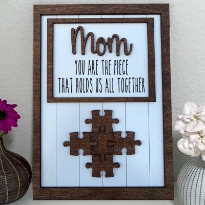 Personalized Mom Puzzle Piece Sign Mom You Are The Piece That Holds Us Together Puzzle Sign