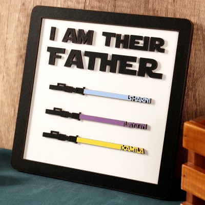 Personalized Lightsaber Sign With Kids Name For Dad Grandpa Father's Day Gift Idea