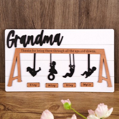 Personalized Swinging Mom Wooden Sign Mother's Day Gift