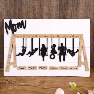 Personalized Swinging Mom Wooden Sign Mother's Day Gift